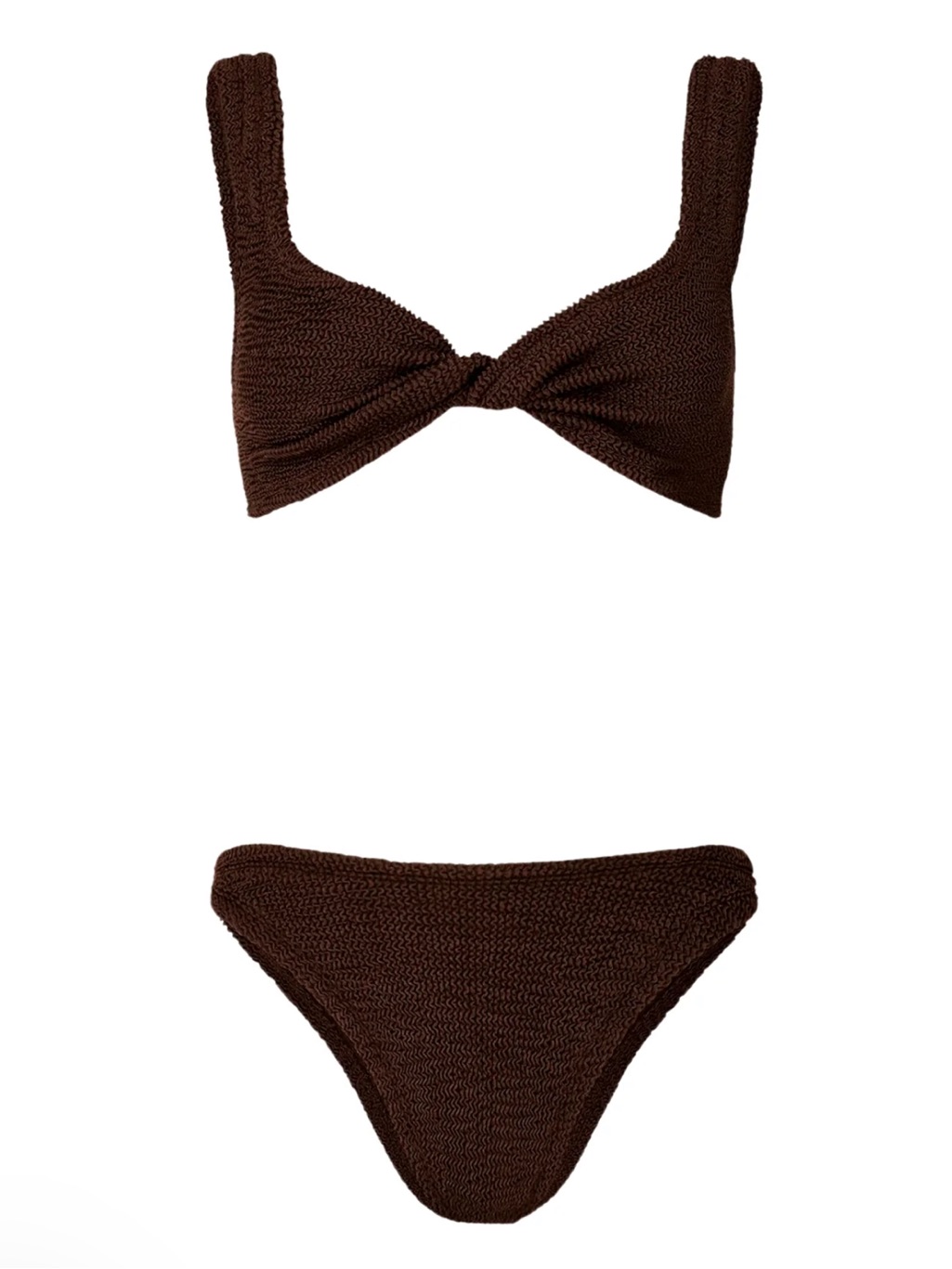 Hunza G Juno Twist-Front Top Bikini In Metallic Chocolate